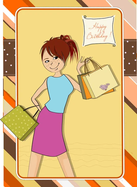 Pretty girl at shopping — Stock Photo, Image