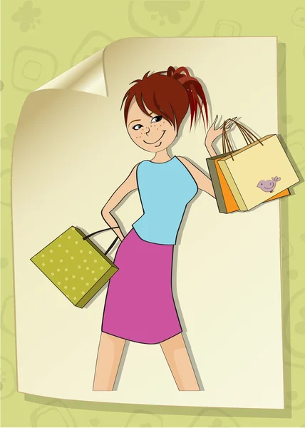 Ładna dziewczyna na zakupy — Zdjęcie stockowe