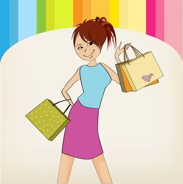 Hezká dívka v nakupování — Stock fotografie