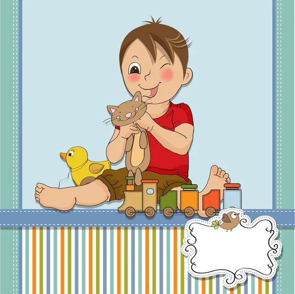 Little boy are playing with his toys — Stock Photo, Image