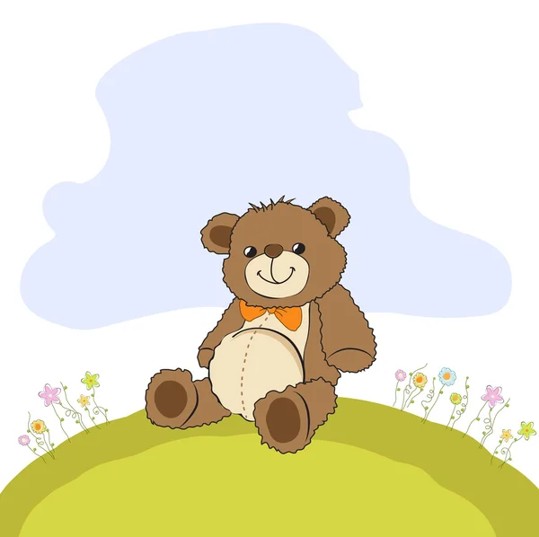 Cartão com um urso de pelúcia — Fotografia de Stock