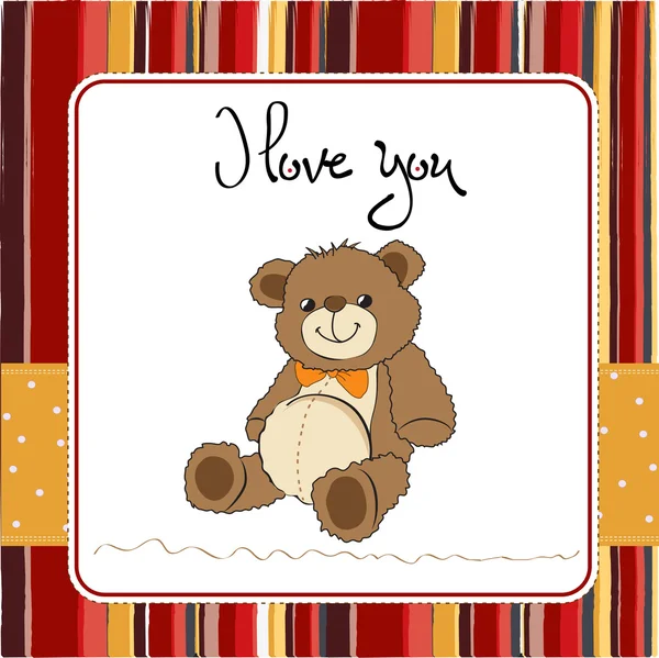 Cartão de amor com um urso de pelúcia — Fotografia de Stock