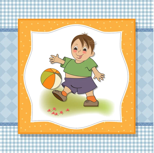 A kis fiú játék labda — Stock Fotó