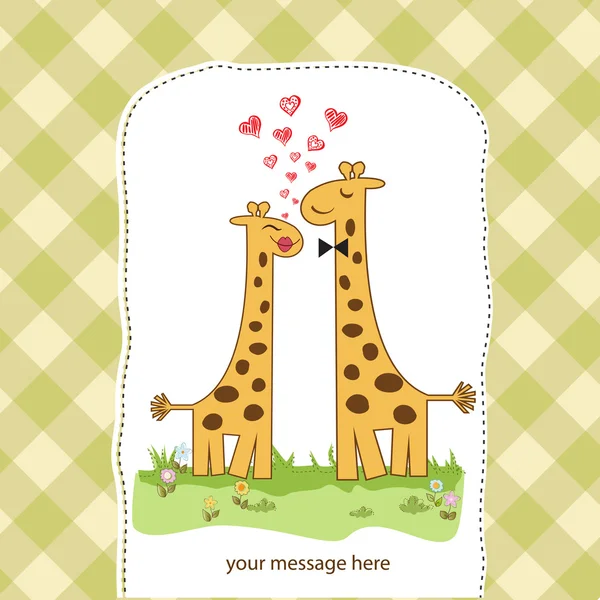 Divertente giraffa coppia innamorata — Foto Stock