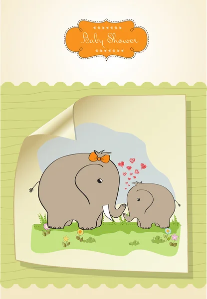 Дитяча душова картка з дитячим слоном і його матір'ю — стокове фото