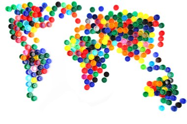 World map from plastic caps clipart