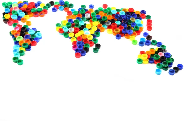 Mapa světa z plastové krytky — Stock fotografie