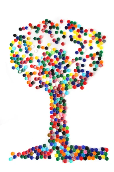 Дерево из цветных шапок — стоковое фото