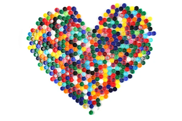 stock image Heart from the color plastic caps