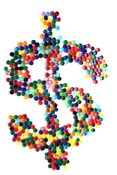 Dollar symbol from color caps — Stock Photo, Image