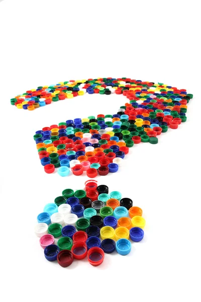 Vraag symbool van kleur caps — Stockfoto
