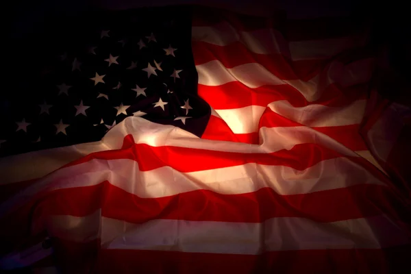 Vlajka USA ve tmě — Stock fotografie