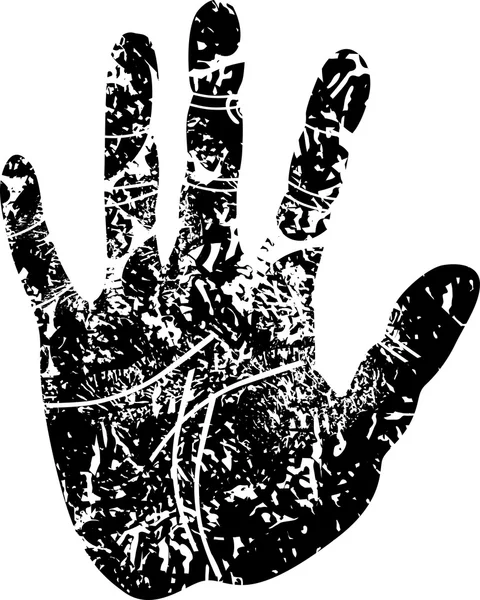 Impresión negra de una mano — Vector de stock
