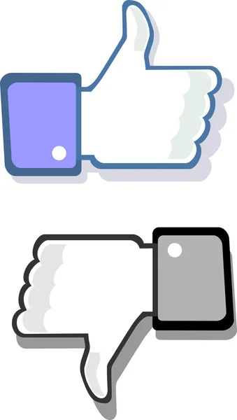Facebook pulgar hacia arriba y hacia abajo gesto (me gusta y a diferencia de ) — Archivo Imágenes Vectoriales