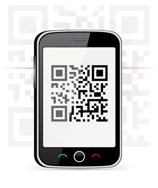 Teléfono escaneado código QR — Vector de stock