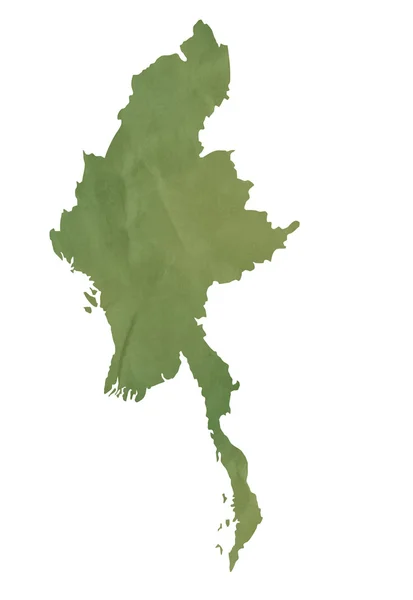 Velho mapa verde de Birmânia — Fotografia de Stock