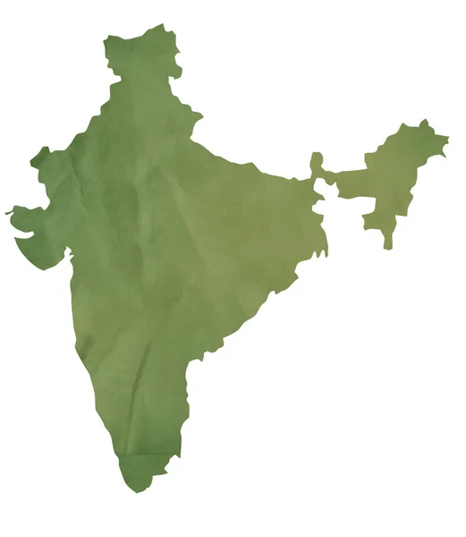 印度的老绿地图 — 图库照片