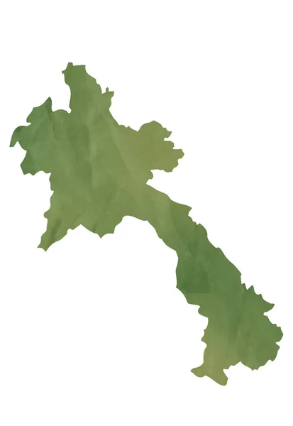 Stary zielony mapę Laosu — Zdjęcie stockowe