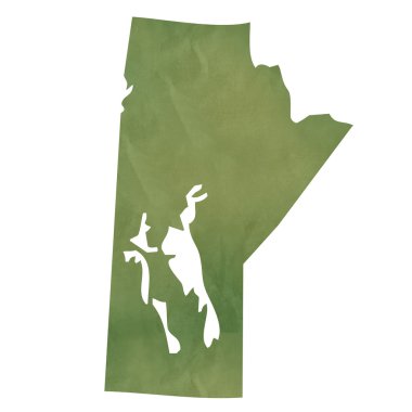 Manitoba map on green paper clipart
