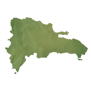 Old green paper map of Dominican Republic