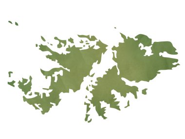 Old green paper map of Falkland Islands clipart