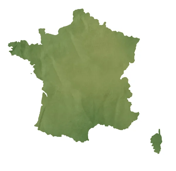 Карта Франции на зелёной бумаге — стоковое фото