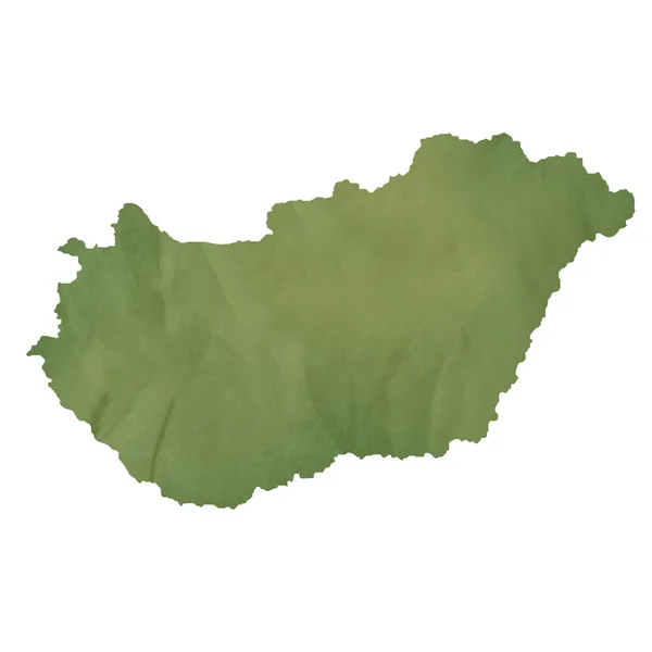 Карта Венгрии на зеленой бумаге — стоковое фото