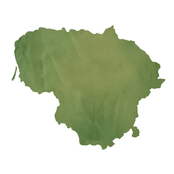 녹색 종이에 리투아니아 지도 — 스톡 사진