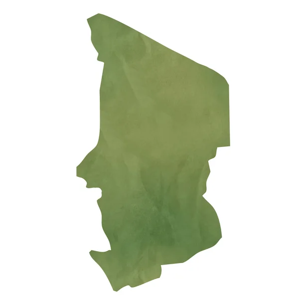 Antiguo mapa de Chad en papel verde —  Fotos de Stock