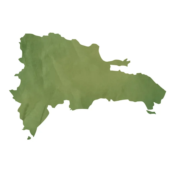 多米尼加共和国的老绿色纸质地图。 — 图库照片
