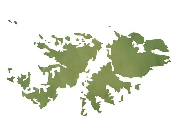老绿色纸质地图的福克兰群岛 — 图库照片