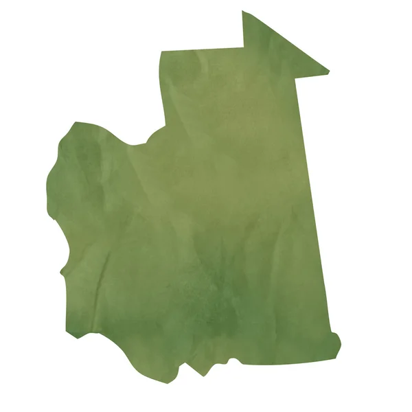 Eski yeşil kağıt Moritanya Haritası — Stok fotoğraf