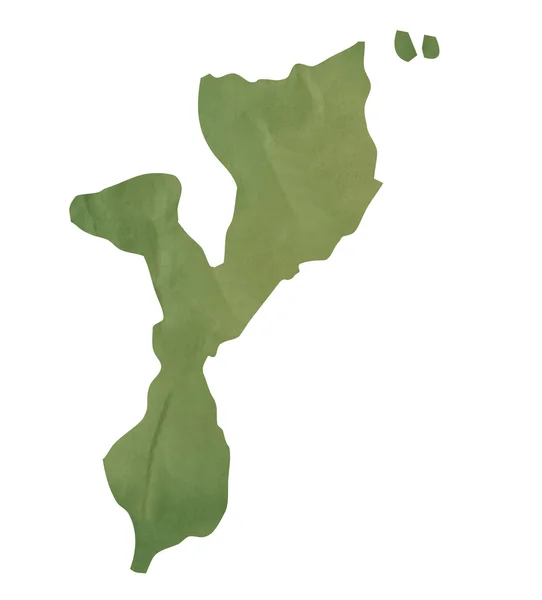 Старая зелёная бумажная карта Мозамбика — стоковое фото
