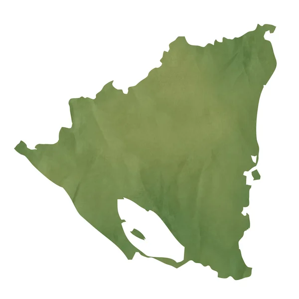 尼加拉瓜老绿纸地图 — 图库照片