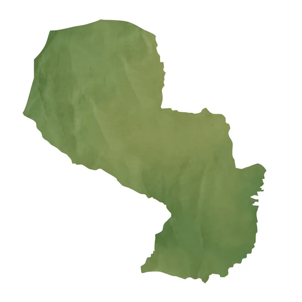 Старая зелёная бумажная карта Парагвая — стоковое фото