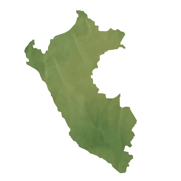 Mapa de papel verde velho de Peru — Fotografia de Stock