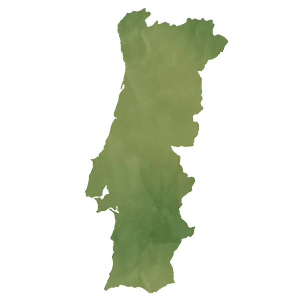 Карта Португалии на зелёной бумаге — стоковое фото