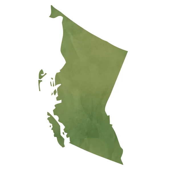 不列颠哥伦比亚省地图绿纸上 — 图库照片