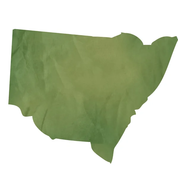 Yeni Güney Galler harita üzerinde yeşil kağıt — Stok fotoğraf
