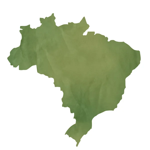ブラジルの古い緑色の紙の地図 — ストック写真