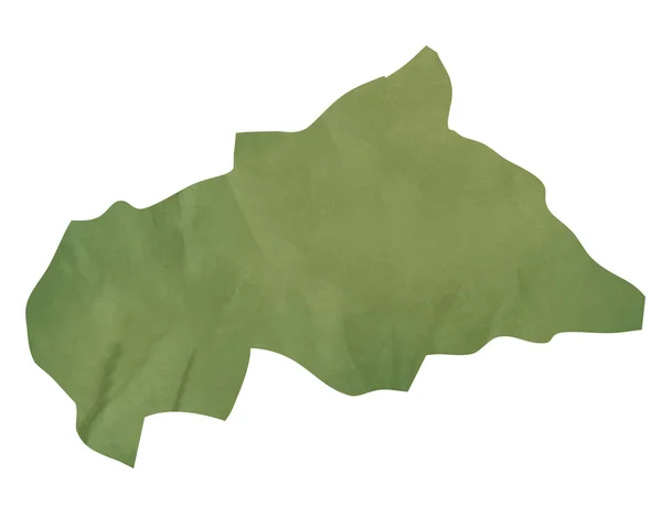 中非共和国的老绿色纸质地图。 — 图库照片