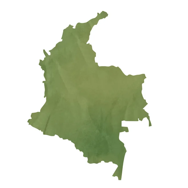 コロンビアの古い緑色の紙の地図 — ストック写真