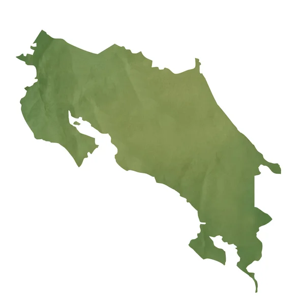 Mapa de papel verde velho de Costa Rica — Fotografia de Stock
