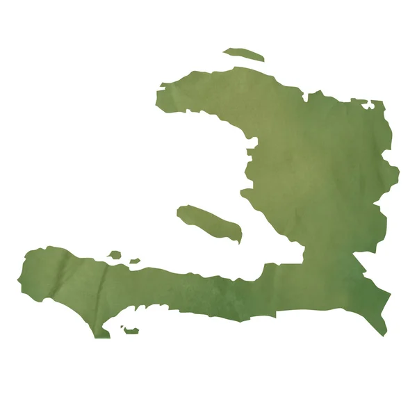 Alte Landkarte aus grünem Papier von Haiti — Stockfoto