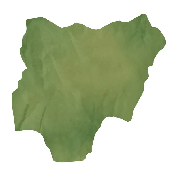 Старий зеленого паперу мапі Нігерії — стокове фото