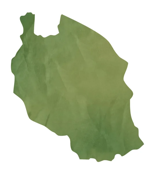 Eski yeşil kağıt Tanzanya Haritası — Stok fotoğraf