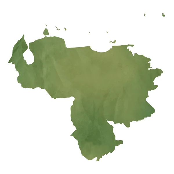 Старая зелёная бумажная карта Венесуэлы — стоковое фото