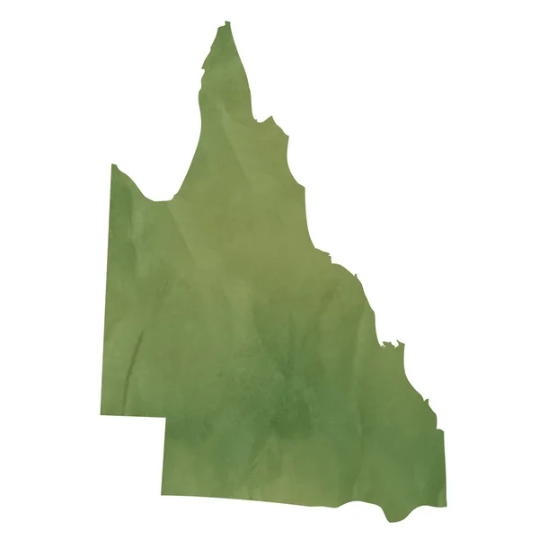 Queensland mapa sobre papel verde — Foto de Stock