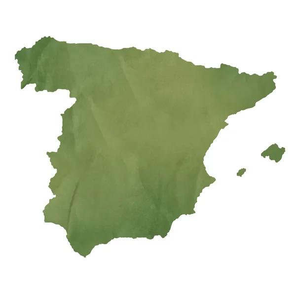 Карта Испании на зеленой бумаге — стоковое фото