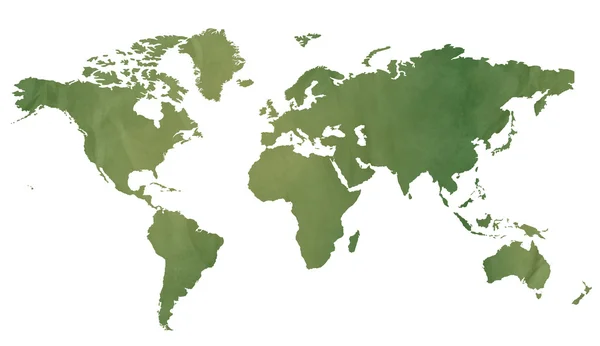 Карта мира на зеленой бумаге — стоковое фото